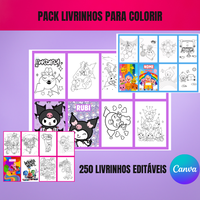 KIT COM 250 LIVRINHOS PARA COLORIR - EDITÁVEIS NO CANVA